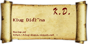 Klug Diána névjegykártya